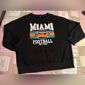 Black Miami Football Sweatshirt Unisex Size‎ M 24” pit to pit NEW